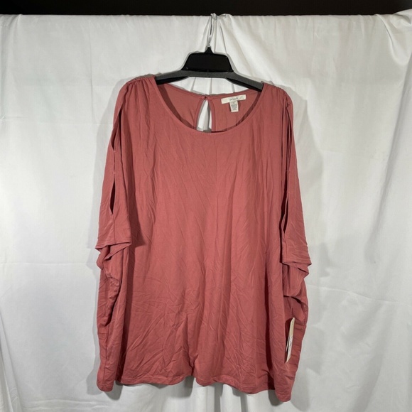NWT Sejour‎ [ PLUS SZ 2X ] Cutout Sleeve Tee Top in Rust Spice - Picture 6 of 12